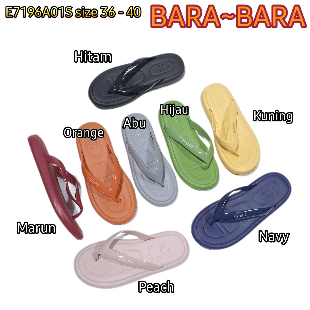 LUOFU ORIGINAL jelly sandal karet empuk murah jepit wanita import sendal cewek E7196A01S