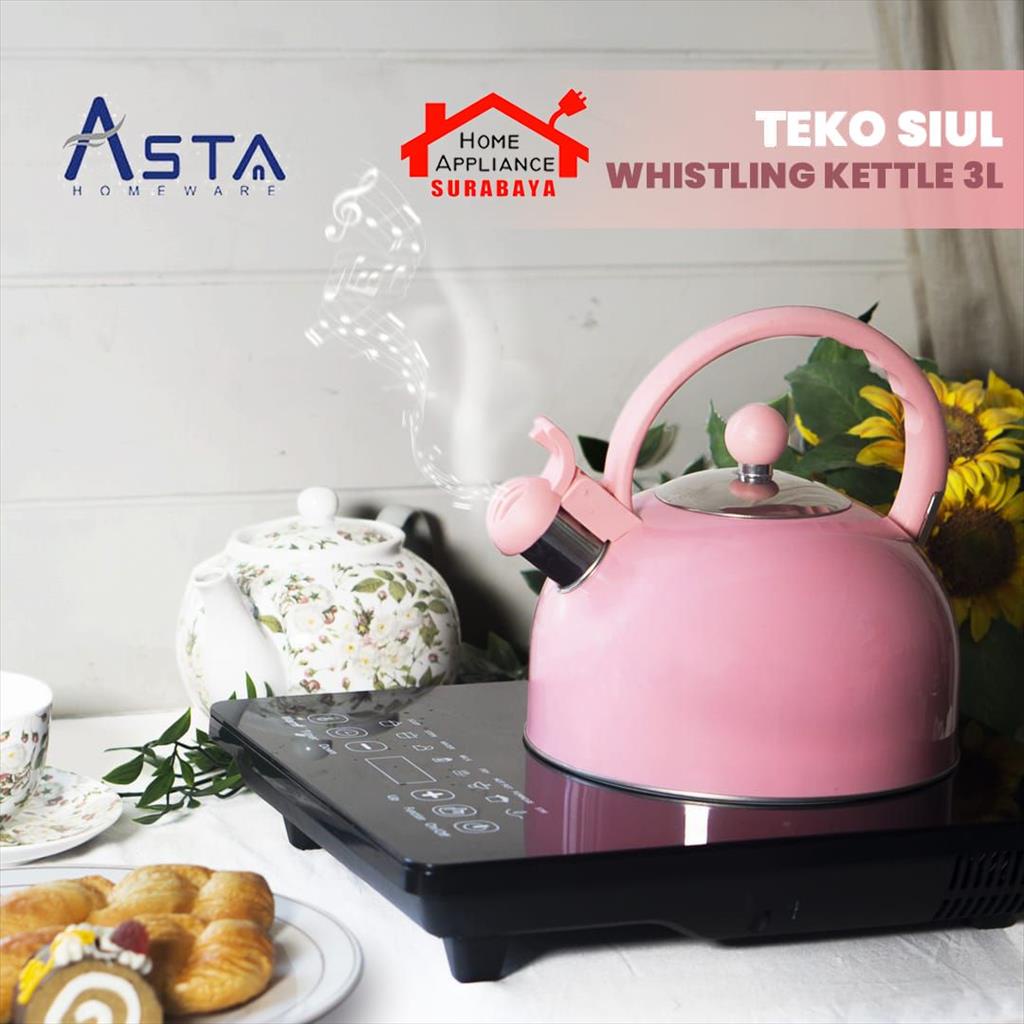 ASTA Valentina Whistling Kettle - Teko Ceret Siul Pemanas Air 3 Liter Pink