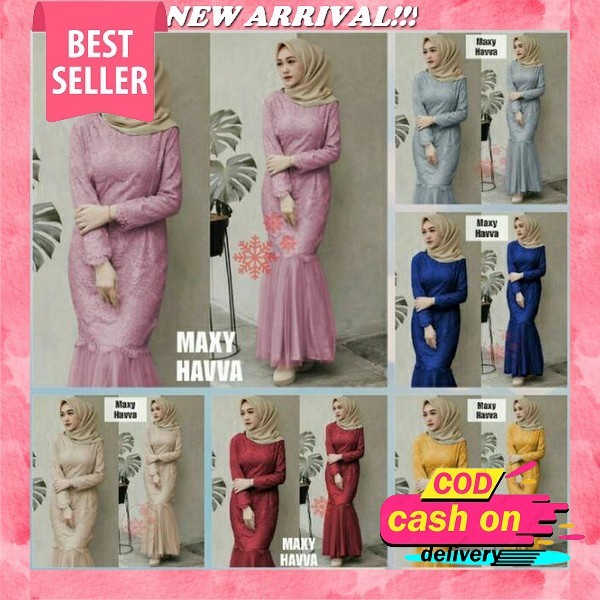 Gamis Blesia Ruffle Maxi Midi Dress Remaja Wanita / Baju Dress Gamis Wanita Syari Lengan Balon (Cod)