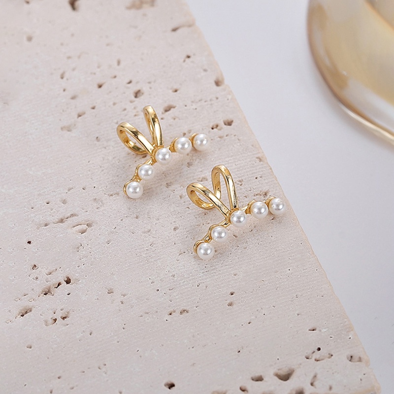 Anting Klip Telinga Mutiara Warna Emas Silver Untuk Wanita Tanpa Tindik Minimalis Fashion Perhiasan Accessorie