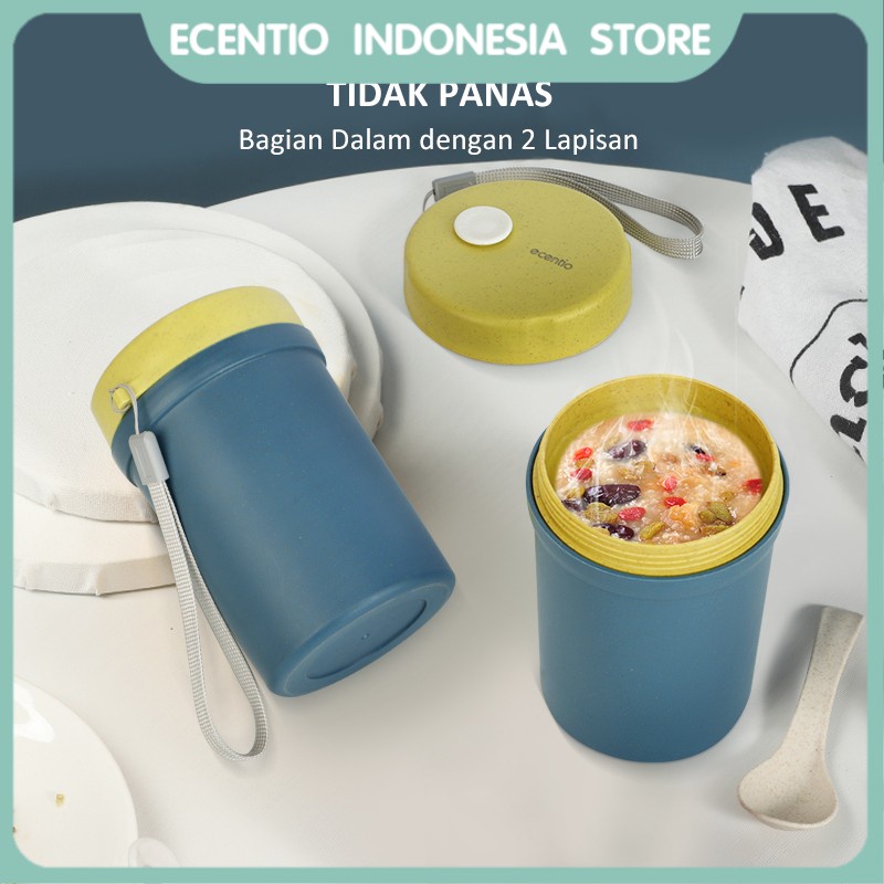 ecentio Mangkuk sup 330ml soup cup anti bocor cangkir sup portable free sendok BPA free tempat sup tahan panas