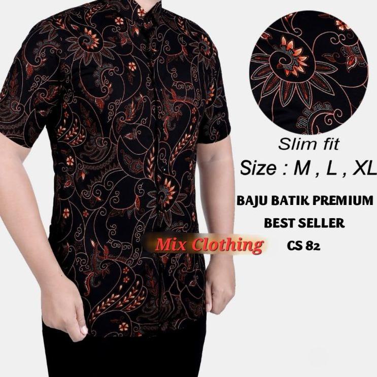 Laku keraz BAJU BATIK PRIA LENGAN PENDEK | KEMEJA PRIA SLIM FIT COLIN DION CS 17