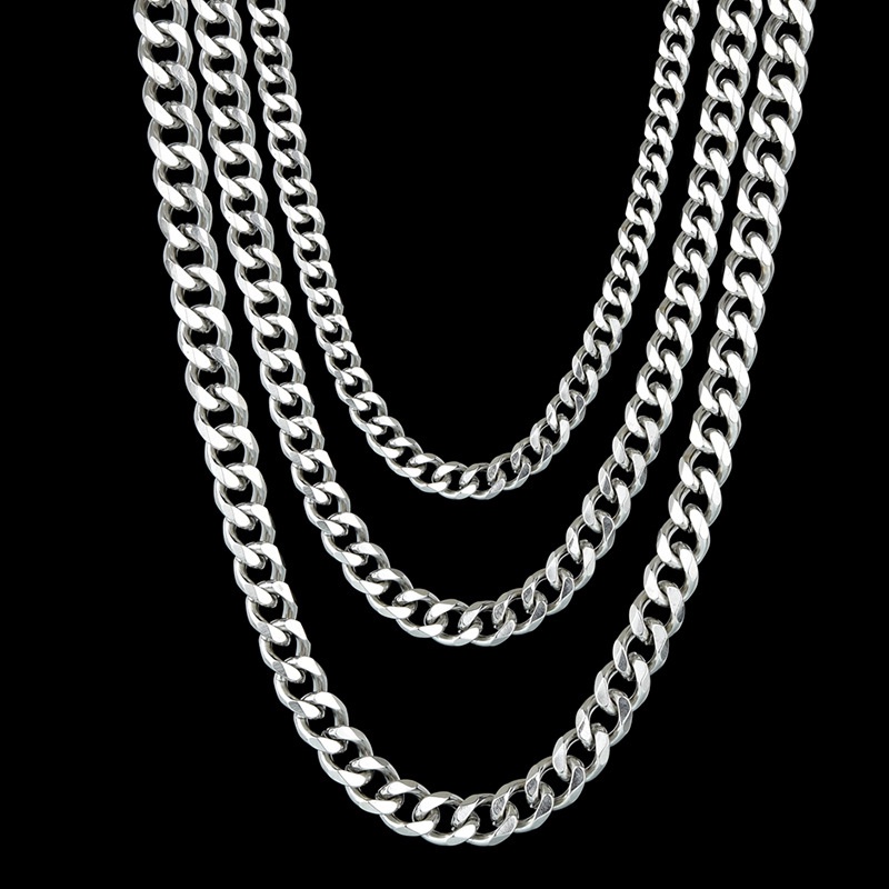 Kalung Rantai Tebal Bahan Stainless Steel Gaya Hip Hop Untuk Pria