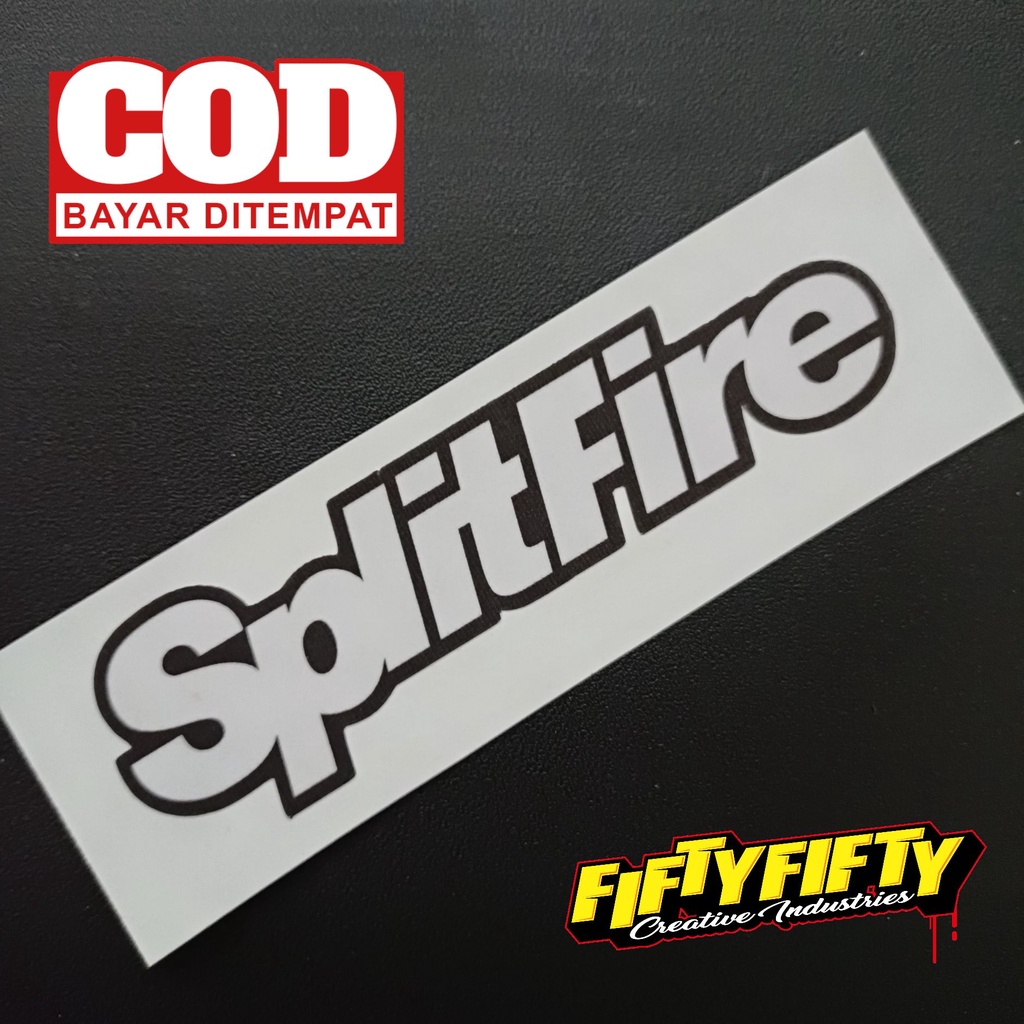 Stiker Print Cut SPLITFIRE Stiker Printing Laminasi Glossy Stiker Motor Mobil Helm Sudah Membentuk Pola Desain