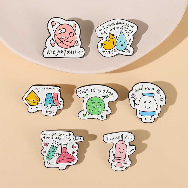 Kreatif Sains Seni Enamel Bros Tabung Reaksi Formula Kimia Lencana Logam Kartun Kerah Pin Kimia Perhiasan Hadiah Untuk Guru Siswa Anak-Anak