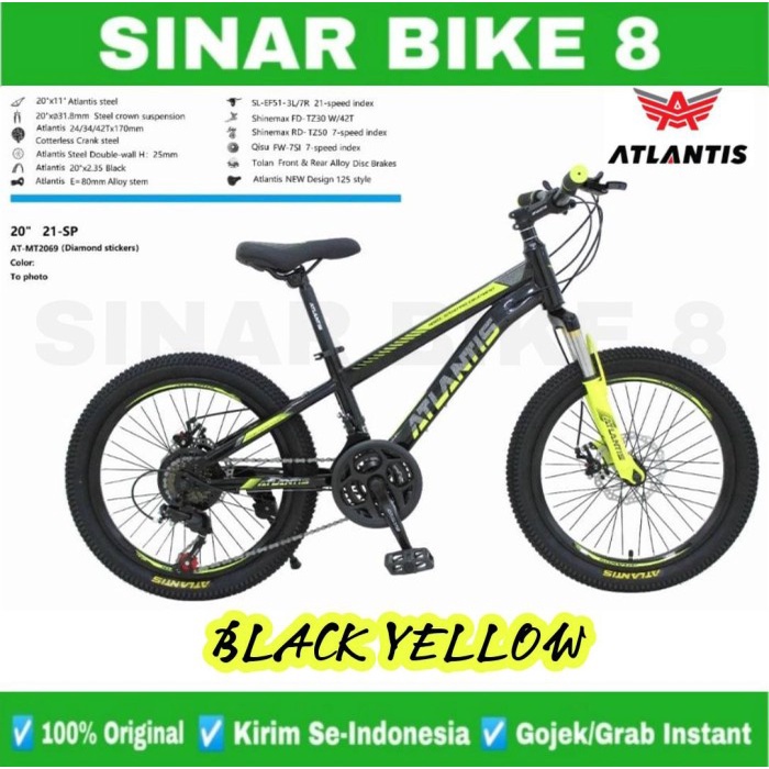 Sepeda Gunung MTB Foster 20 Inch 5522, MT-2069 Rem Cakram 21 Speed Usia 8-12 Tahun