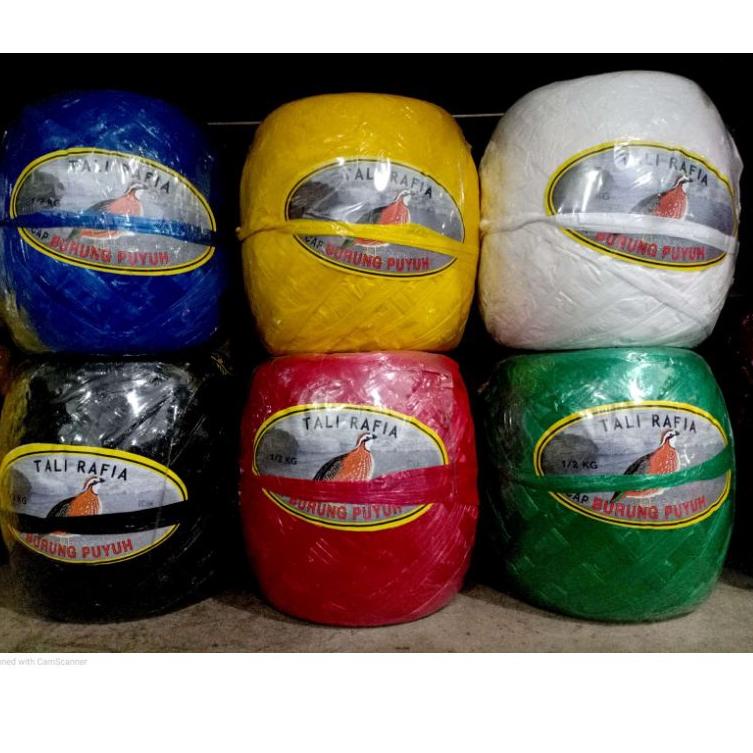 

G25 Tali Rafia 500 gram cap Puyuh 500 Gram Warna Warni Merah Biru Hijau Hitam Putih Kuning 1/2 Kg READY STOCK ,.,