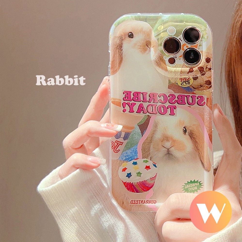 IPHONE Ins Cute Bear Graffiti Case Kompatibel Untuk Iphone11 14 13 12 Pro MAX XR 6 7 6S 8 Plus X XS MAX SE 2020 Plus Airbag Shockproof Kartun Lovely Rabbit Cake Lembut Silicon TPU Cover