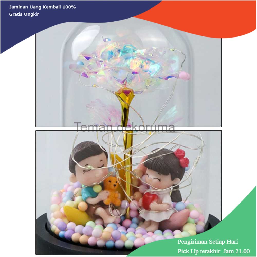 TD - LMP TaffHOME Lampu Meja Hias LED Mawar Beauty &amp; The Beast Bubble Colorful - RG-016