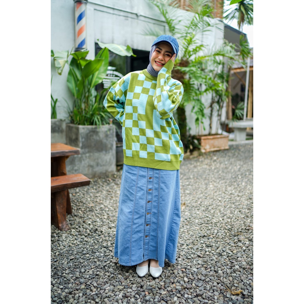 MISHA KNIT OVERSIZE / ATASAN WANITA / RAJUT KEKINIAN / KNIT KECE