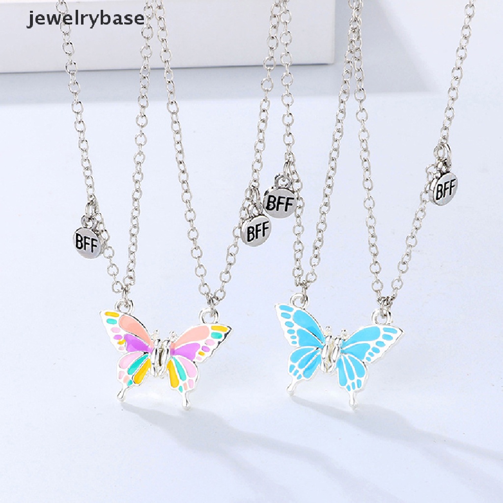 [jewelrybase] 2 Pcs Best Friend Butterfly Necklaces BFF Friendship Necklace for 2girl Lover Couple Necklace Hadiah Ulang Tahun Jarak Jauh Butik