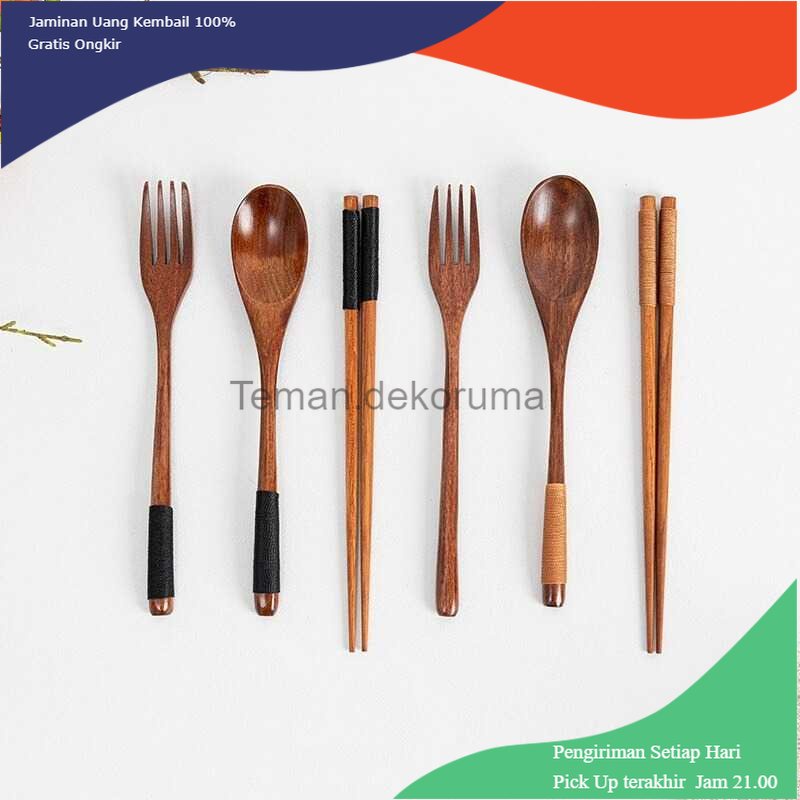 TD - GLS ECC Garpu Makan Japanese Style Bamboo Model Gagang Winding - EA021