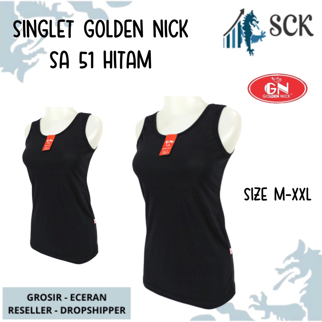 Singlet Wanita GOLDEN NICK SA 51 HITAM / Tanktop Tali Besar / Pakaian Dalam Olahraga Fitness Yoga - sckmenwear GROSIR