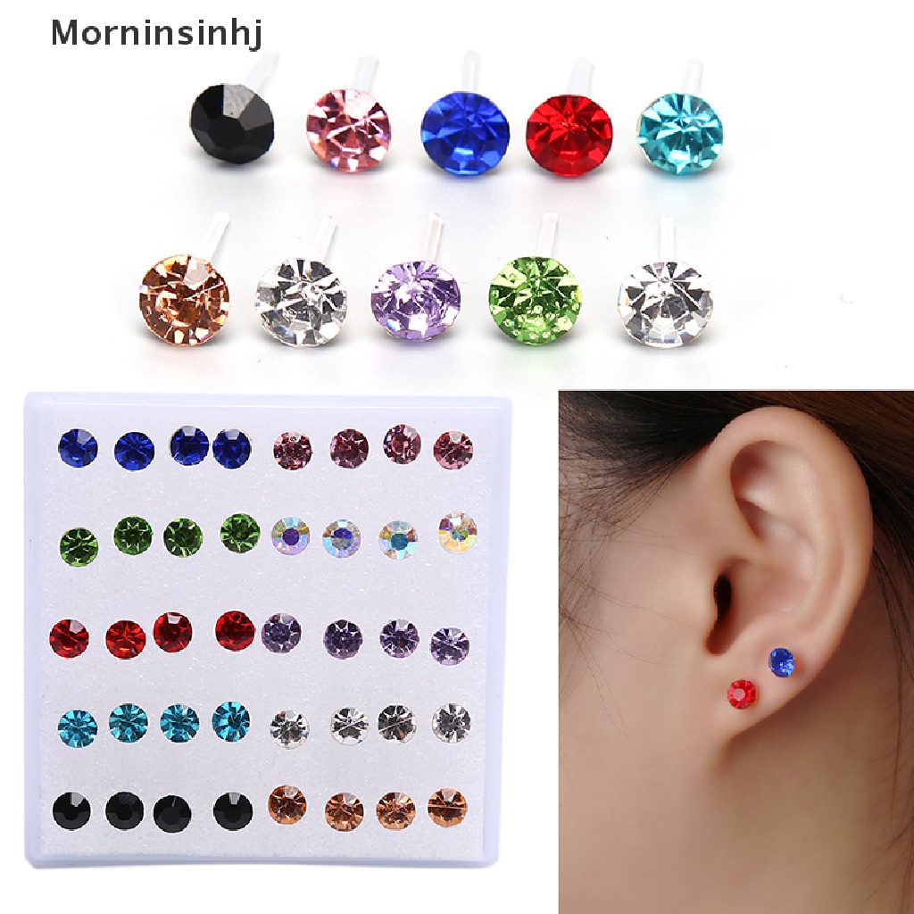 Mornin 10pasang/20pasang Set Berlian Imitasi Kristal Stud Anting Kecil Earrings Jewelry id