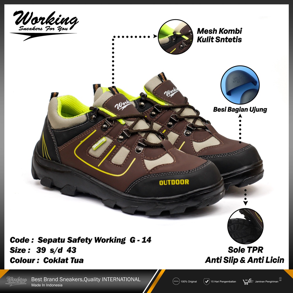 Sepatu Safety Ujung Besi Working G-14 Size 38-43