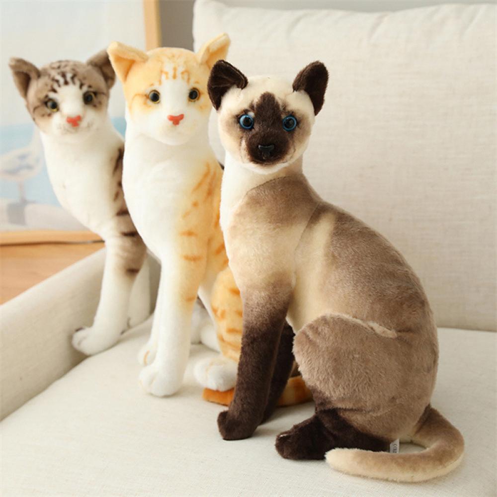 Timekey Manusia Hidup Kucing Siam Mainan Mewah Simulasi American Shorthair Cat Boneka Boneka Mainan Hewan Peliharaan Dekorasi Rumah Untuk Ulang Tahun Anak P5Z5