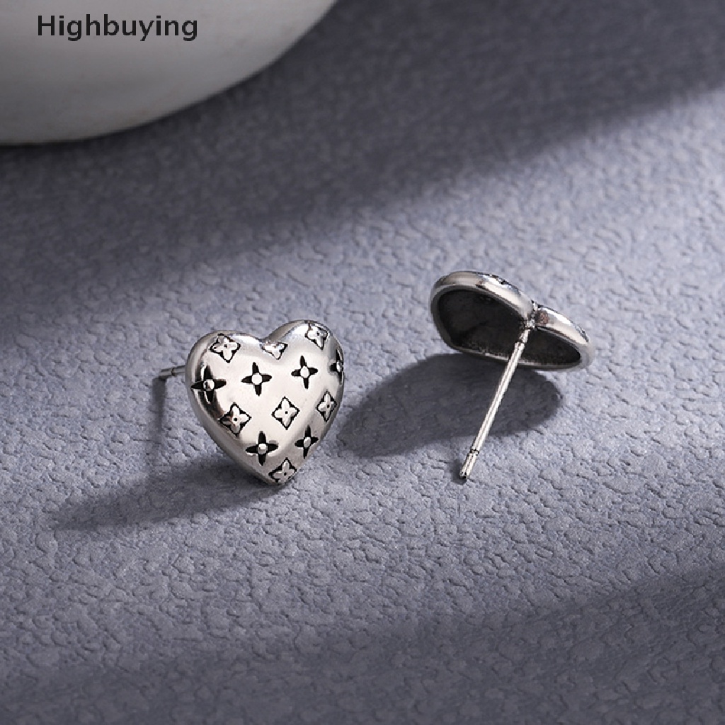 Hbid 1pasang925 Perak Fashion Cinta Hati Anting Bintang Bunga Clover Stud Earrings Vintage Fashion Pribadi Perhiasan Minimalis Halus Glory