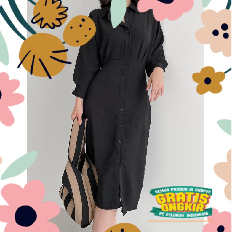 DAYS Crinkle Casual Dress / Dress Wanita / Dress Korea / Midi Dress / Crinkle Dress / Basic Dress / 