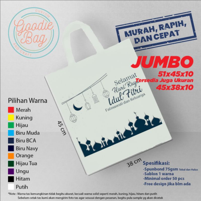 

Goodie Bag Jumbo | Tas Sovenir Jumbo | Tas Untuk Parcel Lebaran dan Event