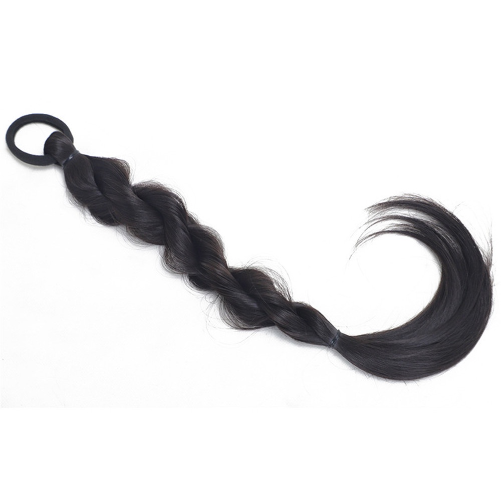 Y2k Manis Keren Gelembung Kepang double Ekor Kuda wig Berbulu Alami Imitasi Wanita Goreng Adonan Memutar Kepang wig 1pasang