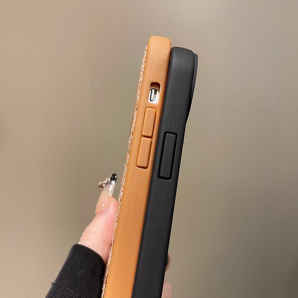 Casing Kulit Mewah Kompatibel Untuk iPhone 11 Pro Max XR 7Plus 8Plus 7 8 14 Plus 12 13 14 Pro Max SE Simple Solid Macaron Warna Permen Tekstur Anyaman Lensa Bulat Tahan Guncangan Soft Case