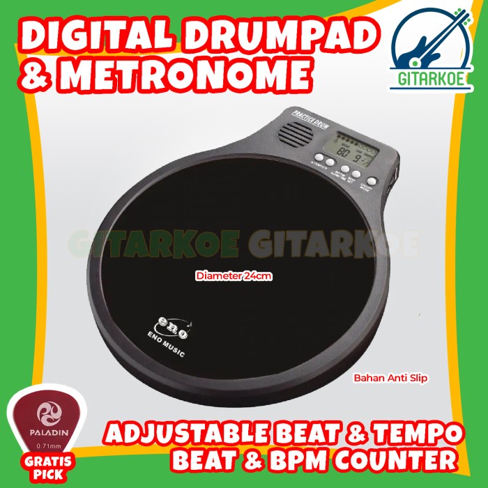 Drum Pad Elektrik dengan Metronome Pengaturan Tempo Beat &amp; BPM Counter