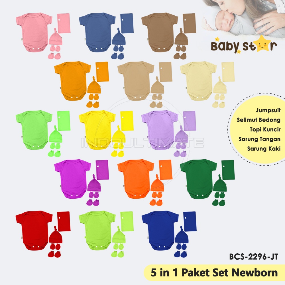 5in1 Paket Set Newborn BABY STAR Paket Baju Bayi Baru Lahir Paket Bedong Paket Newborn Lengkap Sarung Tangan + Sarung Kaki Paket Set Bayi Laki laki Perempuan Paket Hemat Paket Lengkap Murah Perlengkapan Bayi Baru Lahir BCS-2296JT