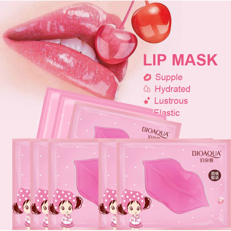 MASKER BIBIR COLLAGEN Pelembab Mulut Kering Pecah Lip Mask Moisturizing Moist Halus Lembut Pink