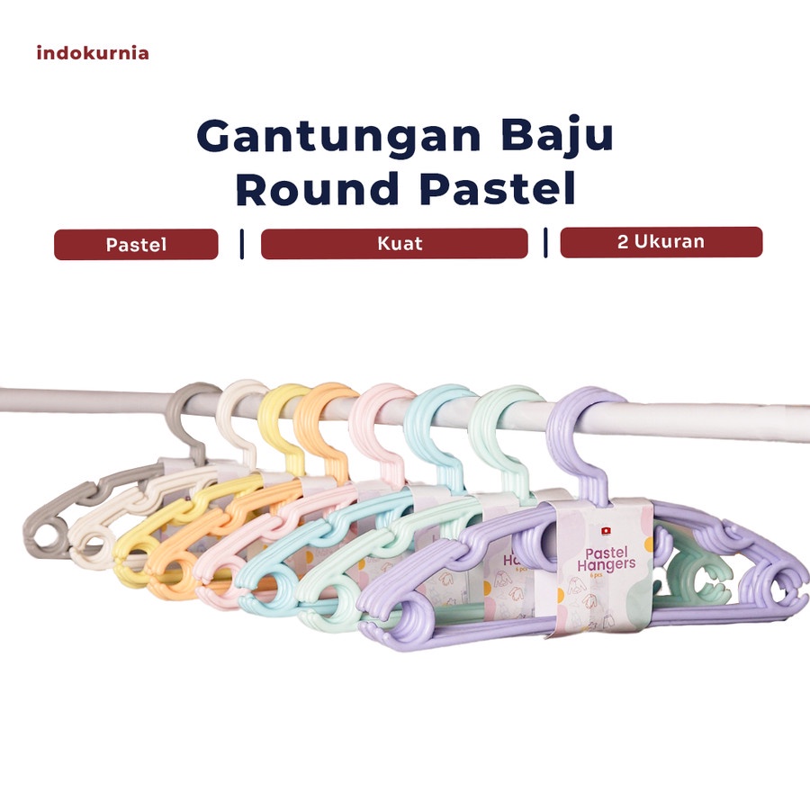 IK - 6 pcs GANTUNGAN ROUND HANGER PASTEL GANTUNGAN LAUNDRY TERMURAH