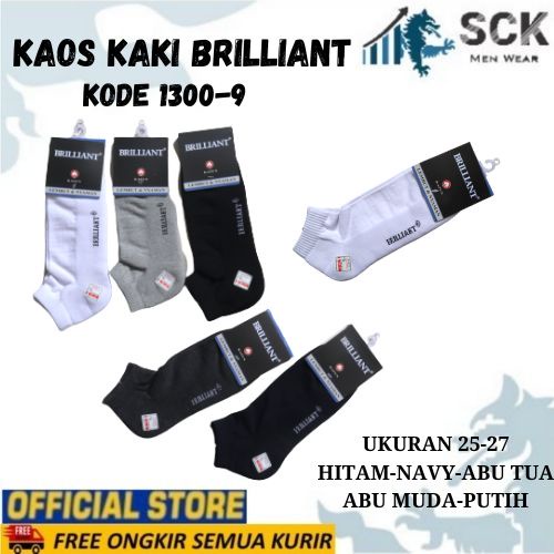 Kaos Kaki Pria BRILLIANT SPORT 1300-9 Panjang Mata Kaki Casual / Kaos Kaki Olahraga