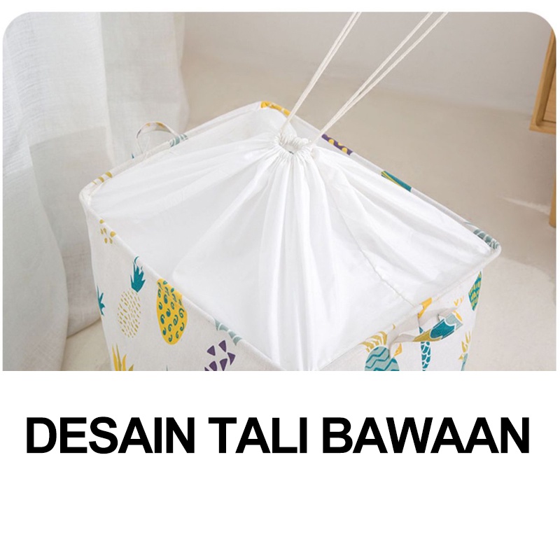 Keranjang Baju Mainan Jumbo 100 Liter/ Storage Bag Tempat Penyimpanan Serbaguna Keranjang Lipat Tempat Mainan Anak Bed Cover Baju Celana Gorden Selimut Baju Kotor Motif Minimalis