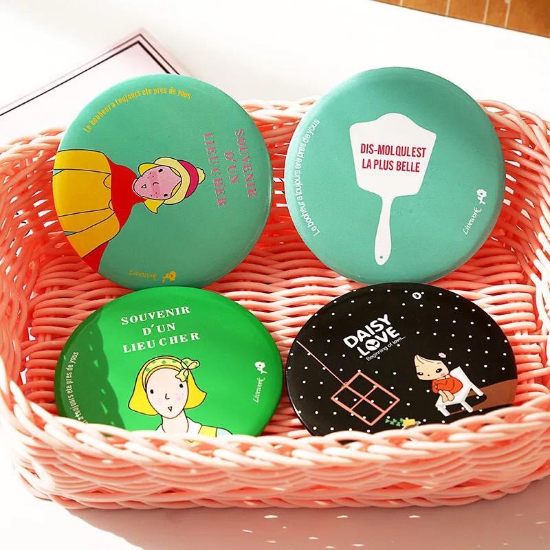 MIROR CERMIN KACA BULAT MAKE UP TRAVELING KARAKTER LUCU IMPORT SOUVENIR PERNIKAHAN