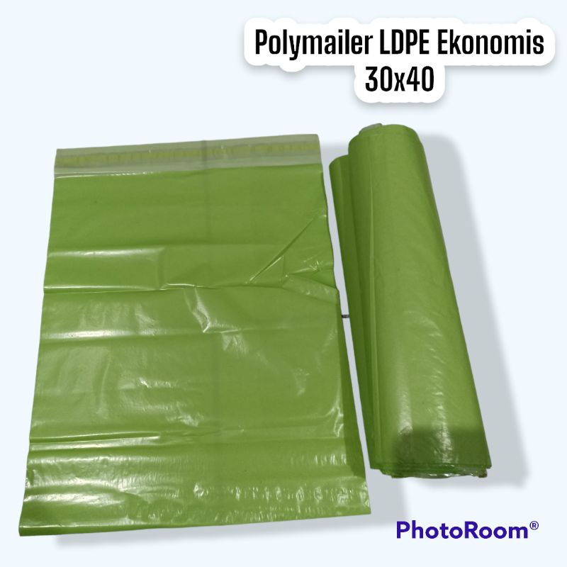

plastik packing polymailer ekonomis LDPE hijau stabilo 30x40 isi +-100 Harga super ekonomis/murah