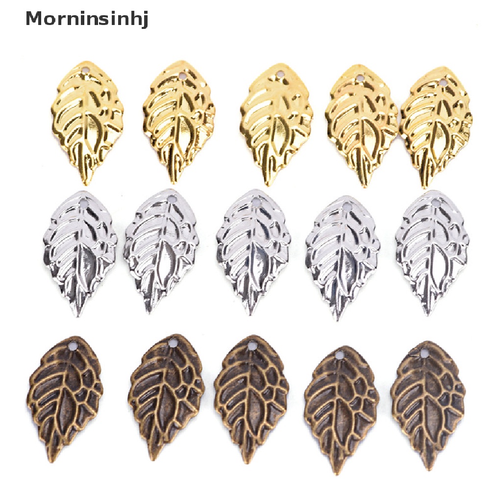 Mornin Fashion 50Pcs Daun Kerawang Kerajinan Logam Perhiasan DIY Aksesoris Liontin id