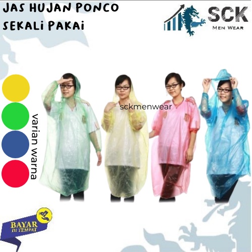 Jas Hujan Plastik  Dewasa Sekali Pakai Poncho (GG) - sckmenwear GROSIR