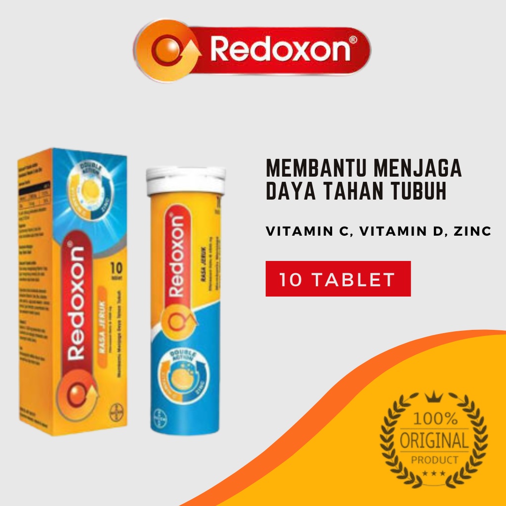 Redoxon Double Action Vitamin C &amp; Zink &amp; Cdr Redoxon Effervescent 1 Tube @10 Tab Vitamin Daya Tahan Dan Tulang