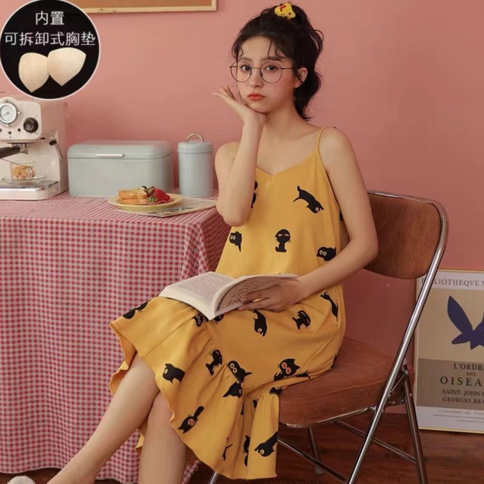 Baju tidur daster wanita cup bra sexy fashionable import