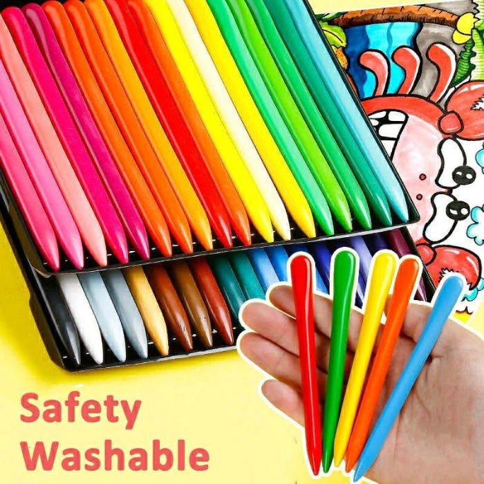 

Terlaris Krayon Plastik Segitiga Anti Air Triangle Crayon Waterproof Non Toxic