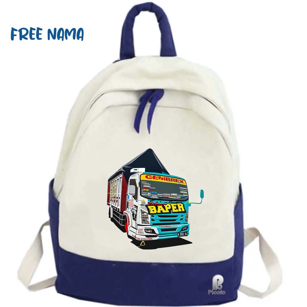 TAS RANSEL BACKPACK ANAK SEKOLAH MOTIF TRUCK OLENG UNISEX (FREE NAMA)