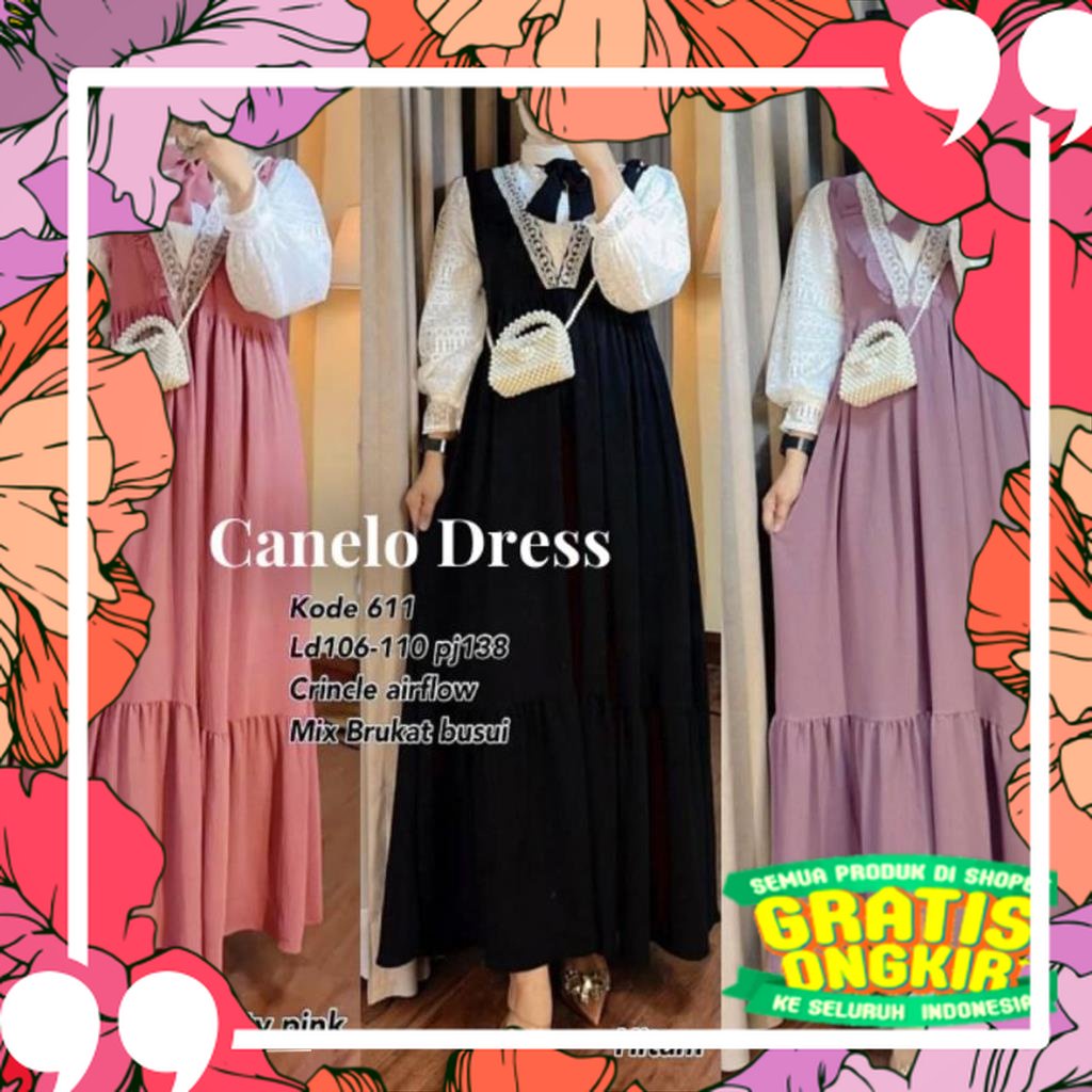Canelo Gamis Cringkle mix Brukat Dress Busui Premium / milenial new