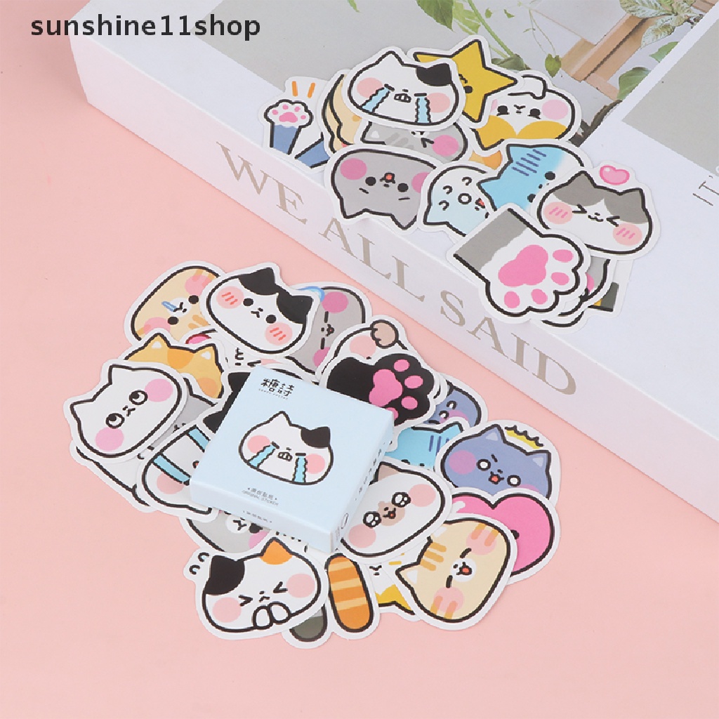 Sho 45Pcs Kucing Lucu Stiker Vinyl Decals Hewan Kitten Sticker Untuk Botol Laptop Komputer Telepon DIY Diary Scrapbooking Dekorasi N