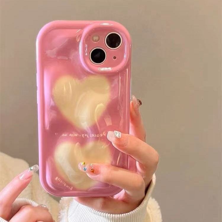 IPHONE Casing Ponsel Desain Pleats Tiga Dimensi Love Kompatibel Dengan Iphone12 13 14 11 Pro Max Bcvfr