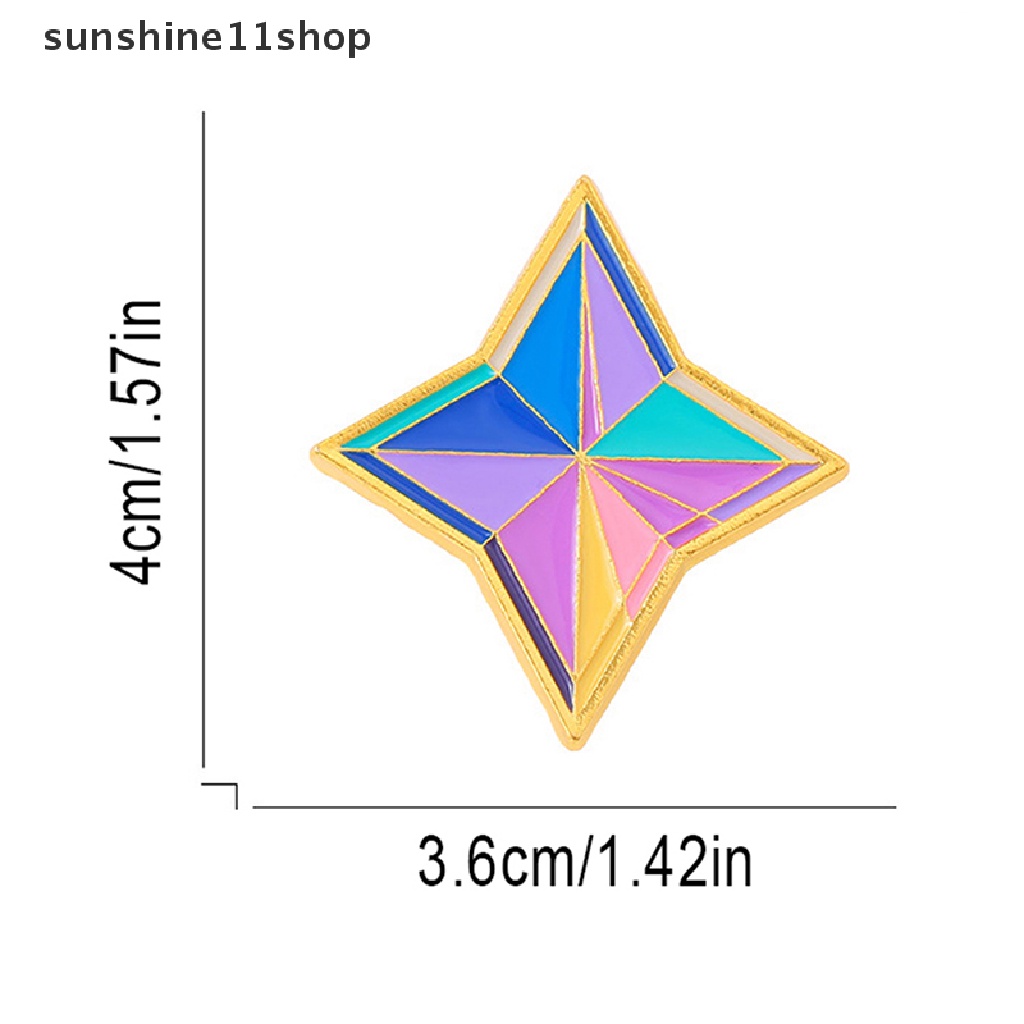 Sho 1Pc Bros Lencana Cat Logam Belah Ketupat Warna Primogems Enamel Pin Perhiasan Permainan N