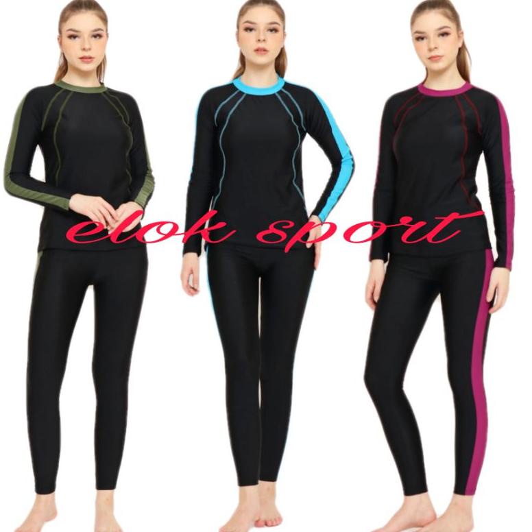 2-piece baju renang baju renang diving panjang wanita baju renang baju surfing 2-piece panjang DWS