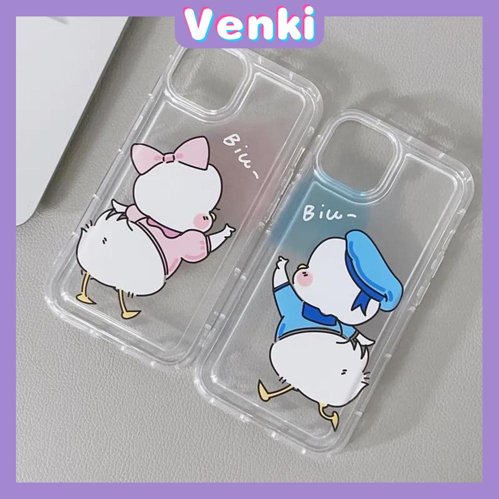 Case iPhone 14 Pro Max Soft TPU Clear Pink Blue Jelly Airbag Case Cute Cartoon Couple Duck Camera Protection Shockproof For iPhone 14 13 12 11 Plus Pro Max 7 Plus X XR