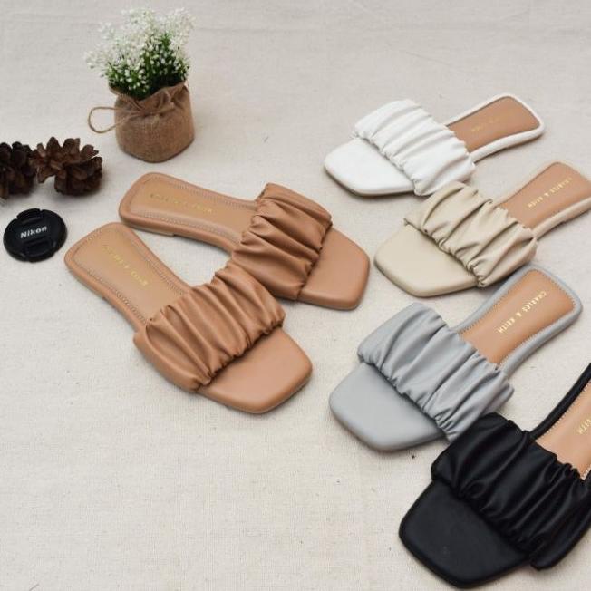 MENARIK Charles & Keith sandal teplek wanita sol karet import CK 009