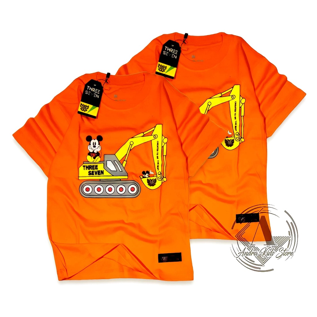 Baju anak Kaos distro anak excavator beko orens