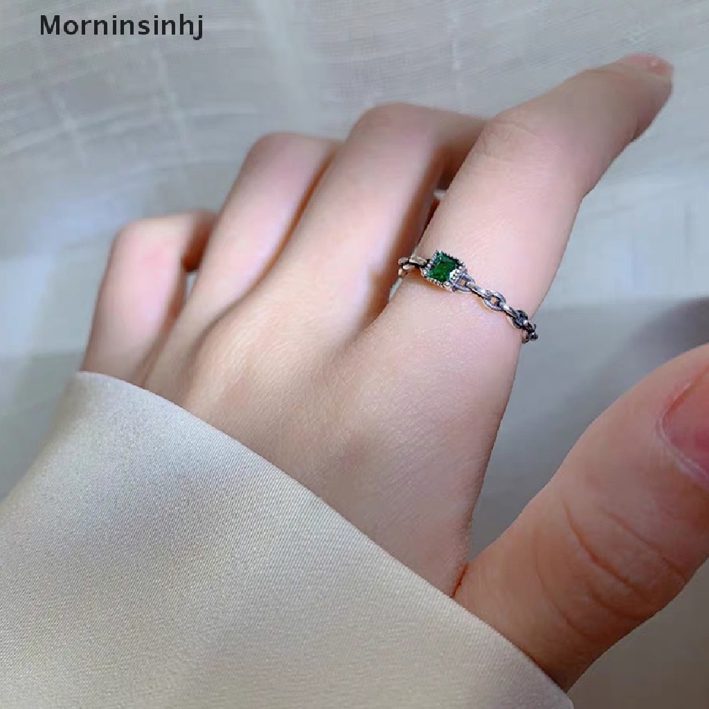 Mornin Baru Pribadi Vintage Zamrud Zirkon Terbuka Manset Jari Cincin Untuk Wanita Gadis Kecil Persegi Cincin Fashion Trendi Perhiasan Hadiah Pesta id