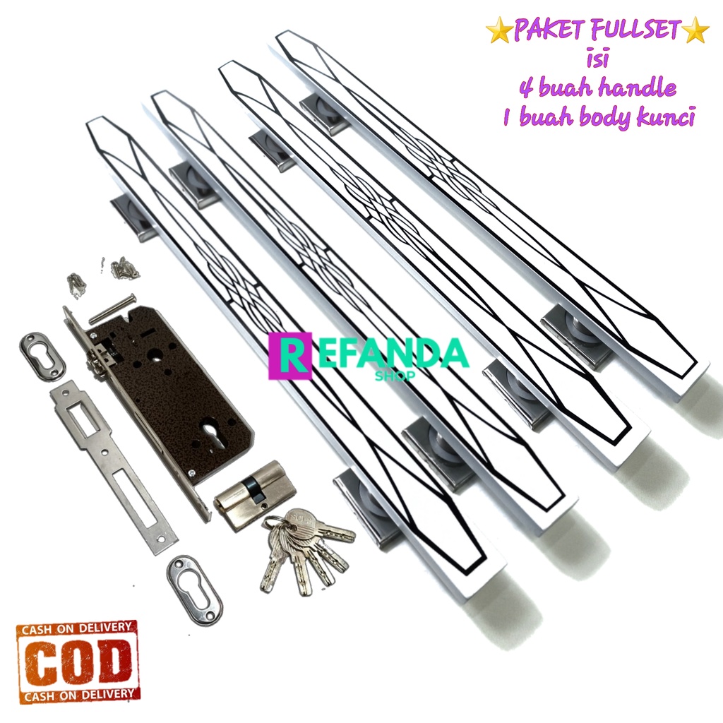 body slot rumah kunci dan 4 buah tarikan pegangan gagang handle pintu rumah minimalis panjang 33cm d
