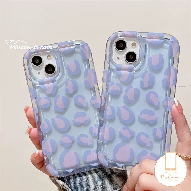 Ins Fashion Case Motif Leopard Ungu Realme C53 C55 C30 7i C17 9i C35 C20A C25s C15 C25Y C12 C33 C21Y C20 C25 C11 Realme 5 6i 5i 5s C3 C11 2021 C1 C2 Bening Shockproof Airbag Cover